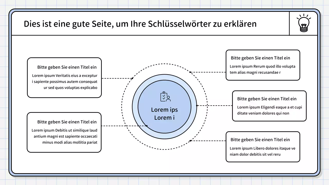 Ein einfacher, hellblauer zusammenfassender Bericht