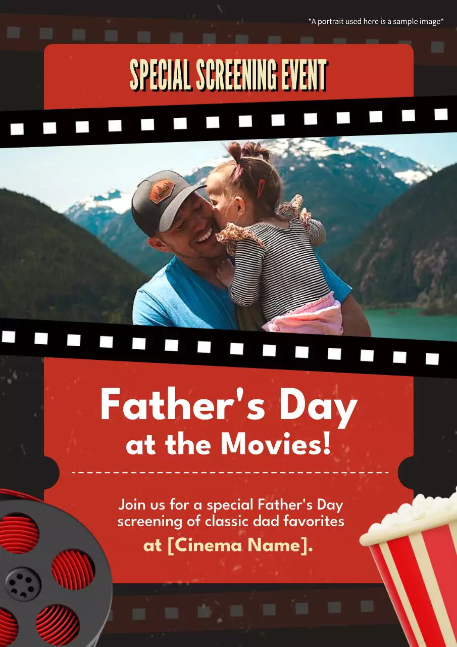 Red Retro Father's Day Event Poster
