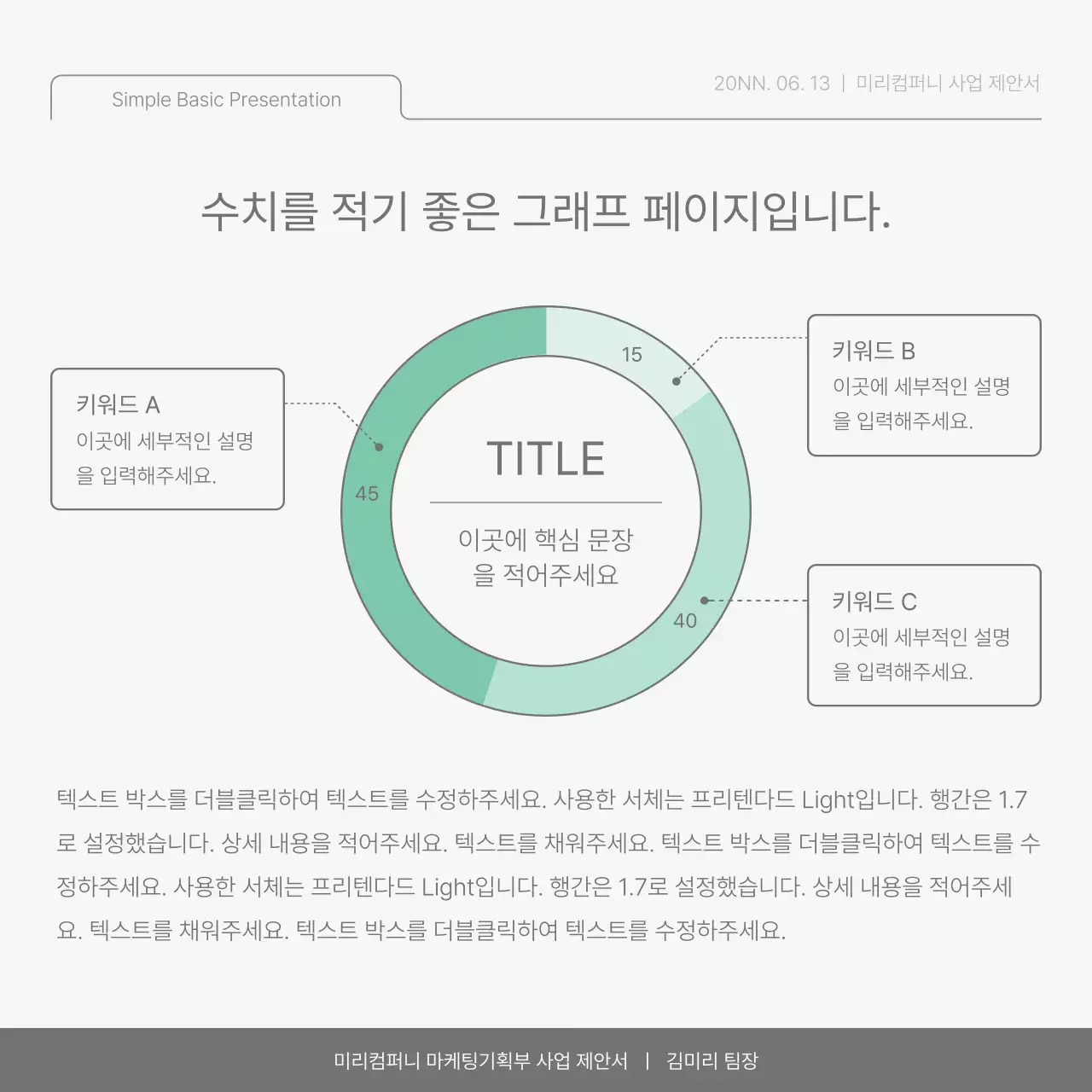 하늘색과 연두의 심플한 회사 성과 보고서