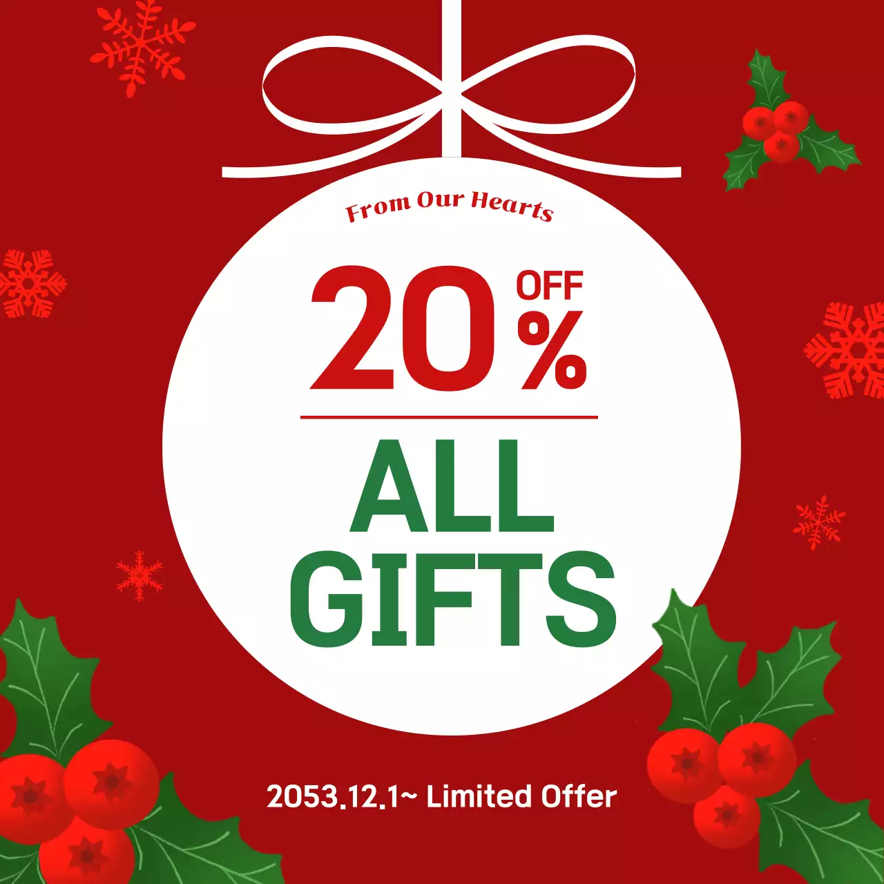 레드 전통 휴일 프로모션 소셜 미디어 게시물