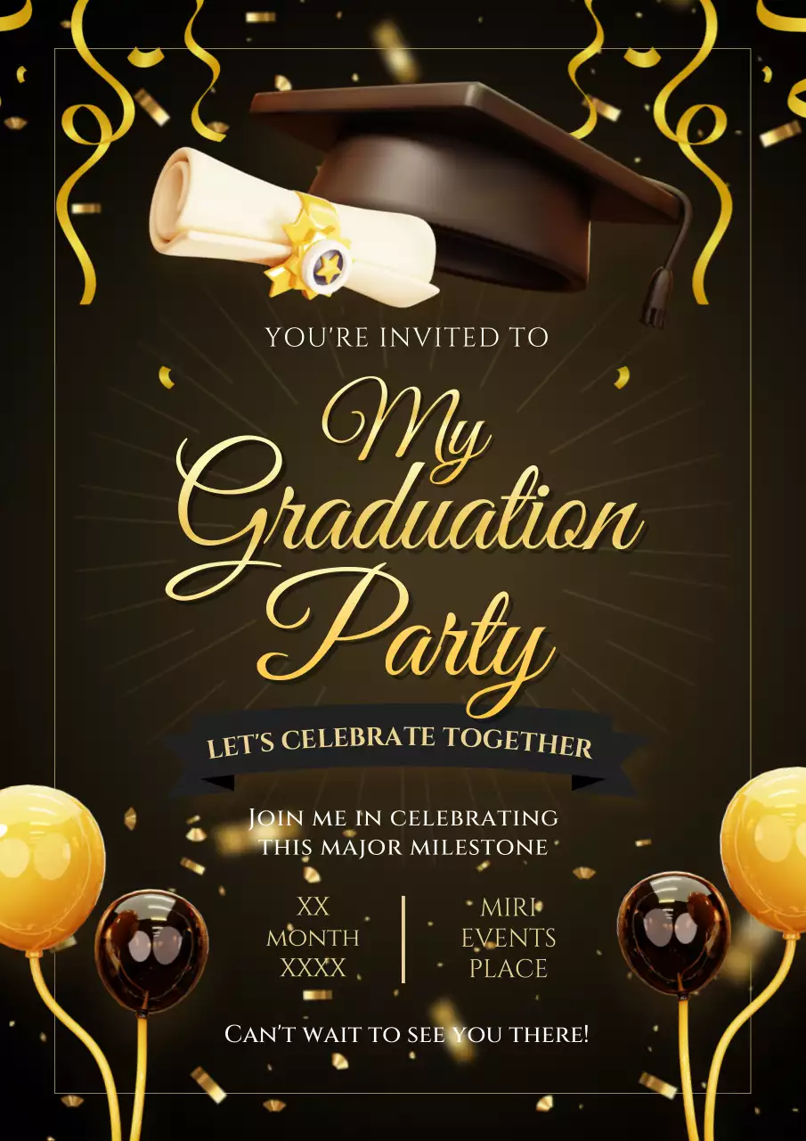 Black Elegant Graduation Invitation Poster