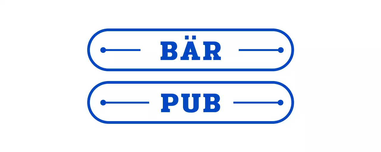 Schaufensterschild einer Brauerei im Retro-Stil mit blauen Farbtönen