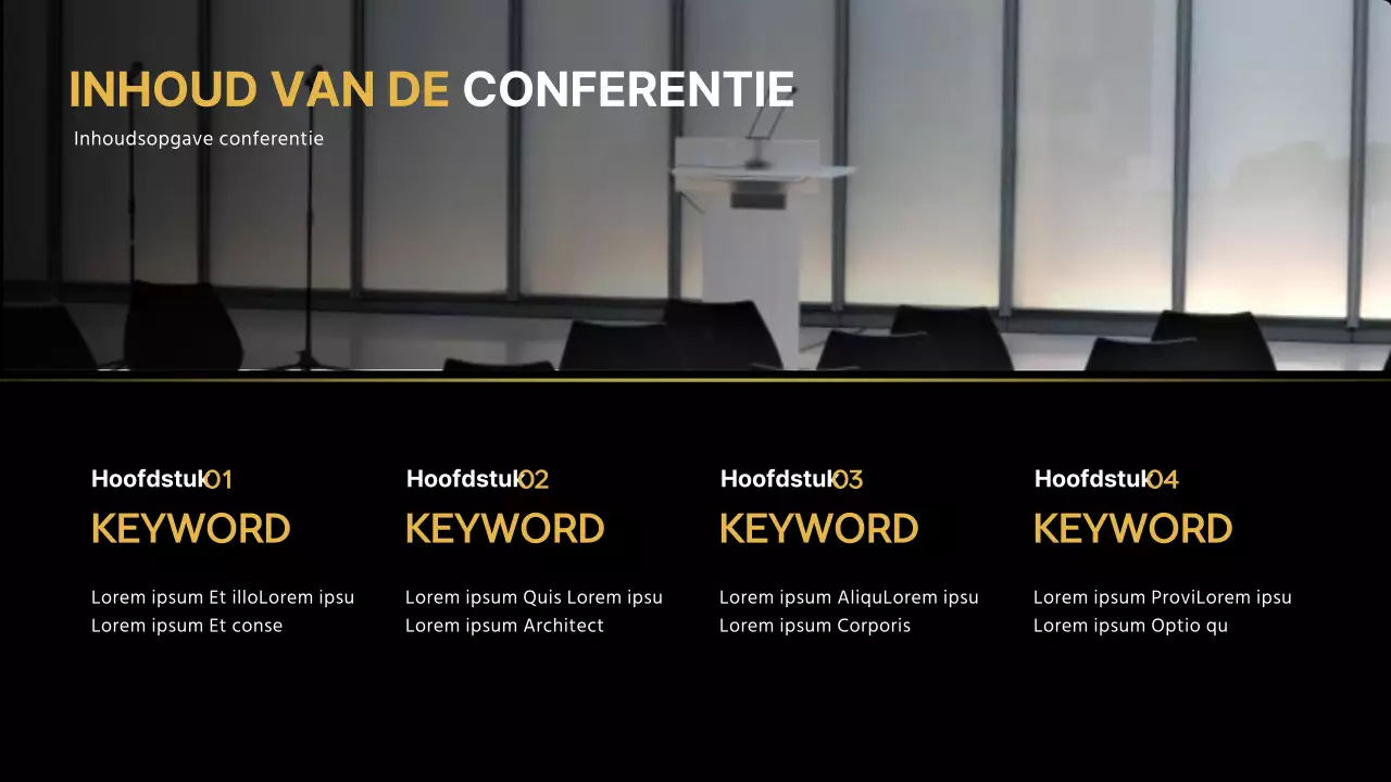 Goud en zwart voor een stijlvolle presentatie tijdens een zakelijke conferentie