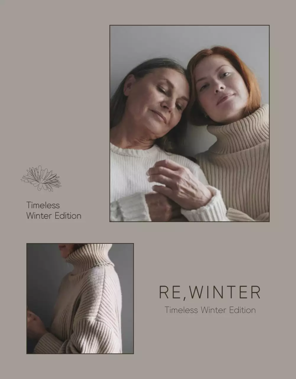 베이지와 갈색의 모던한 겨울니트 광고