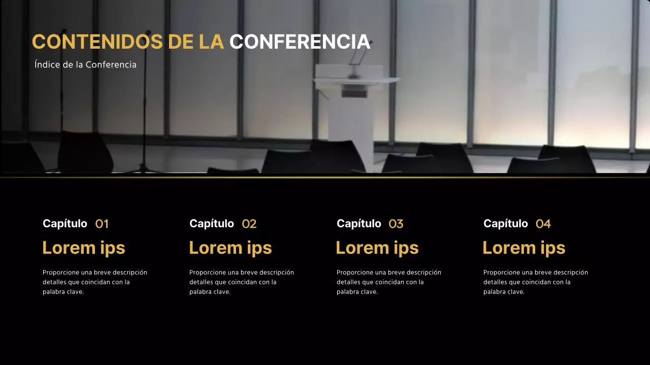 Dorado y negro para una presentación elegante en una conferencia de negocios