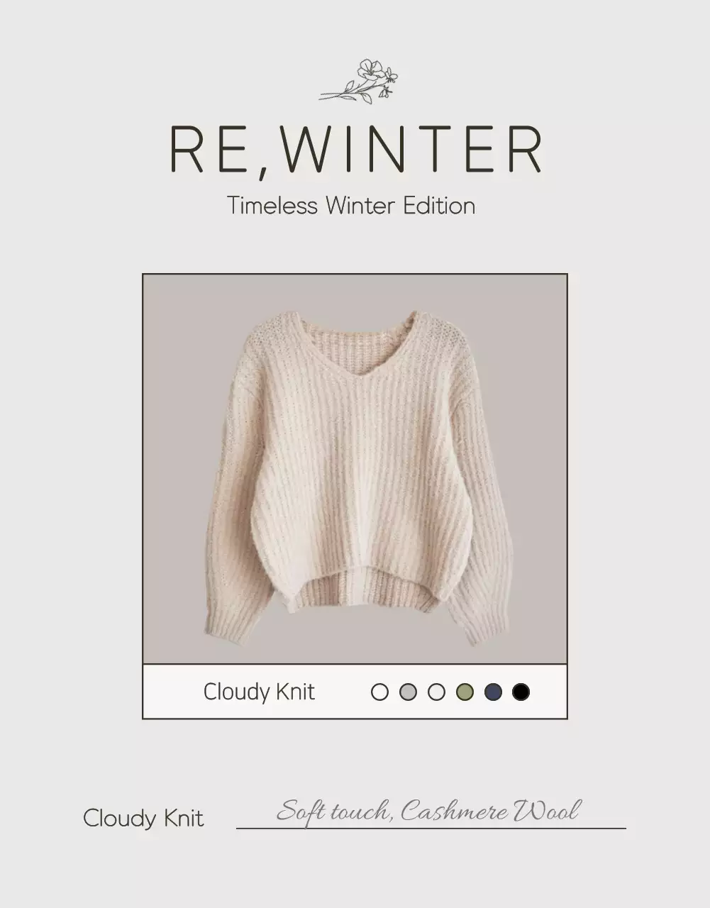 베이지와 갈색의 모던한 겨울니트 광고