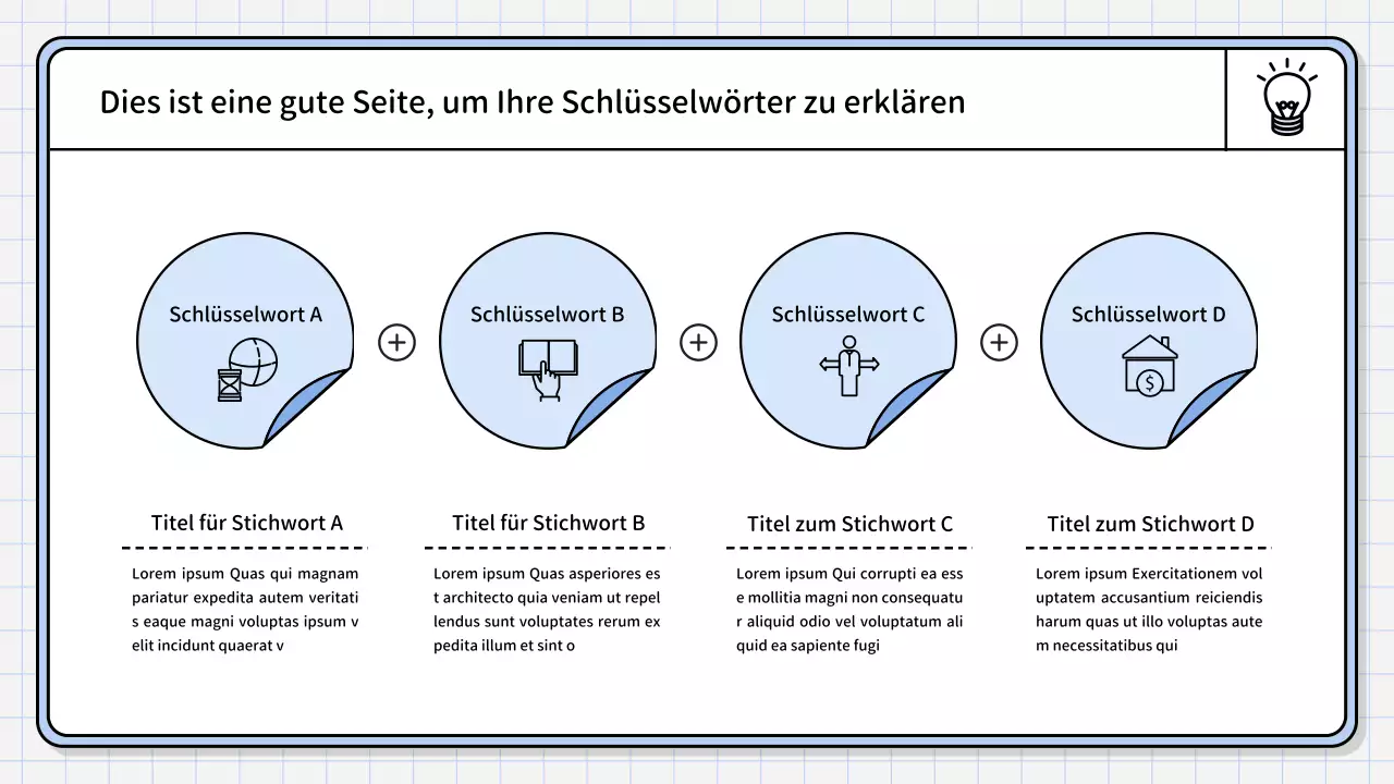 Ein einfacher, hellblauer zusammenfassender Bericht