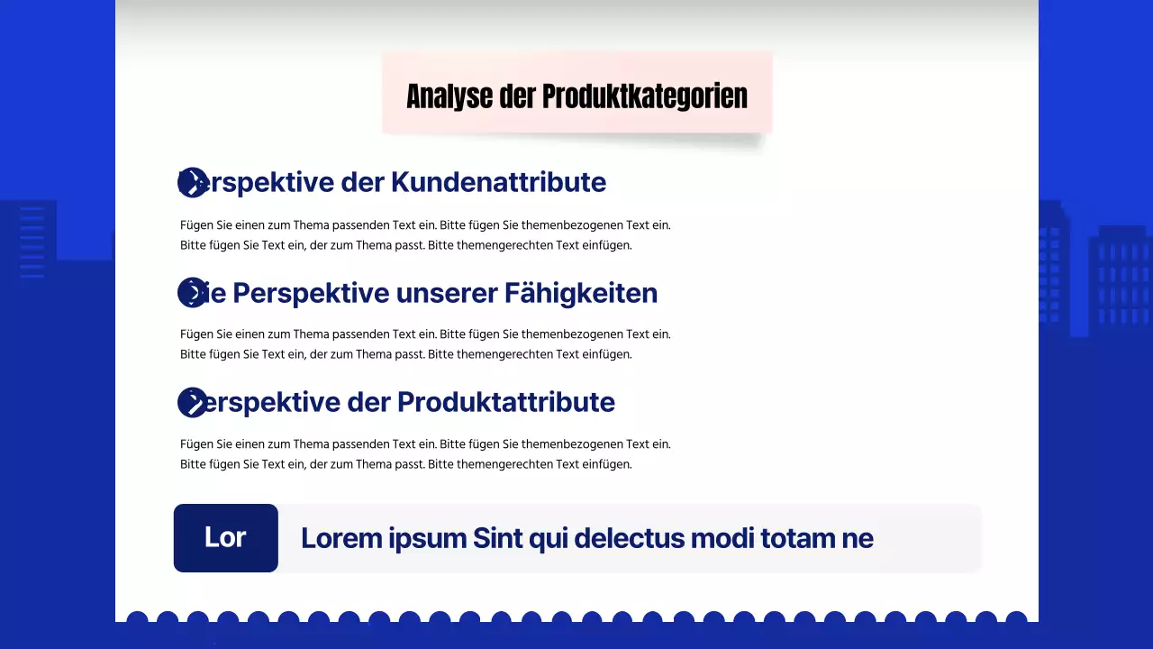 Marktforschungsbericht mit blau-weißem Grundkonzept für den Empfang