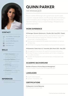 Sky Blue and White Classic HR Manager Resume