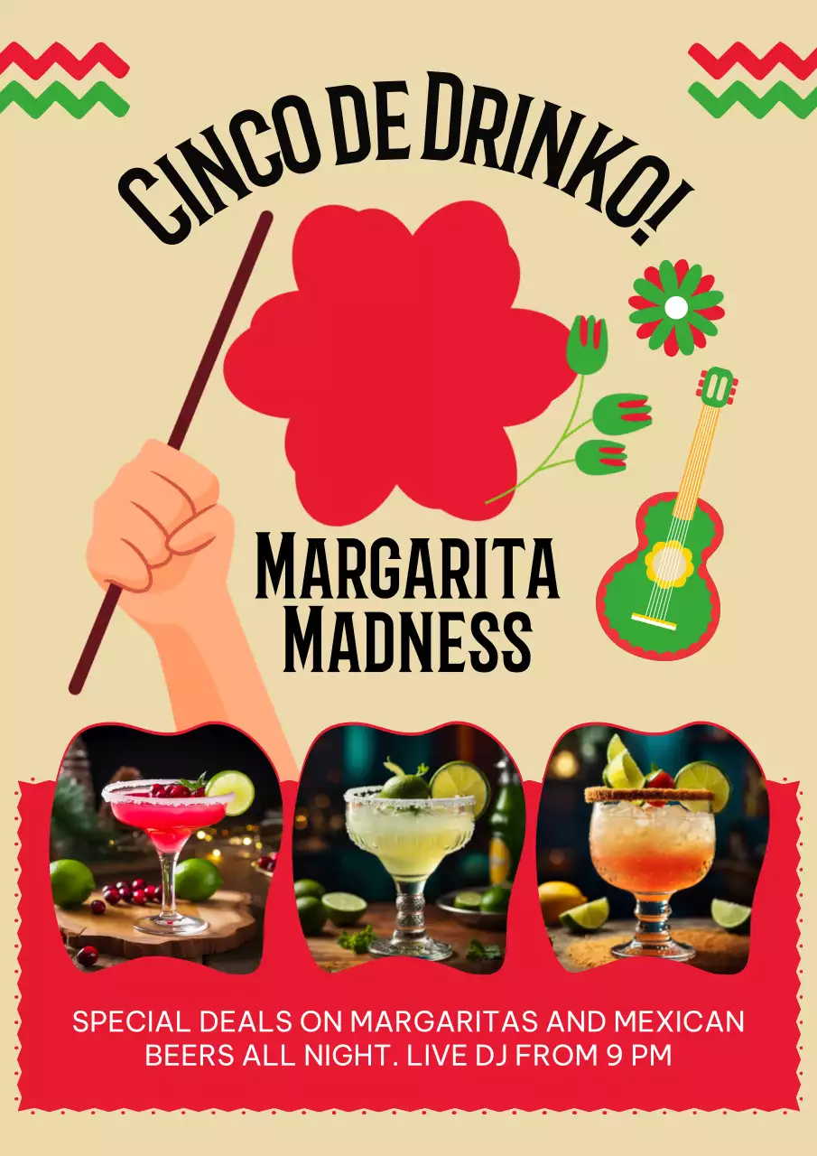 Beige Festive Drinks Promotion Poster