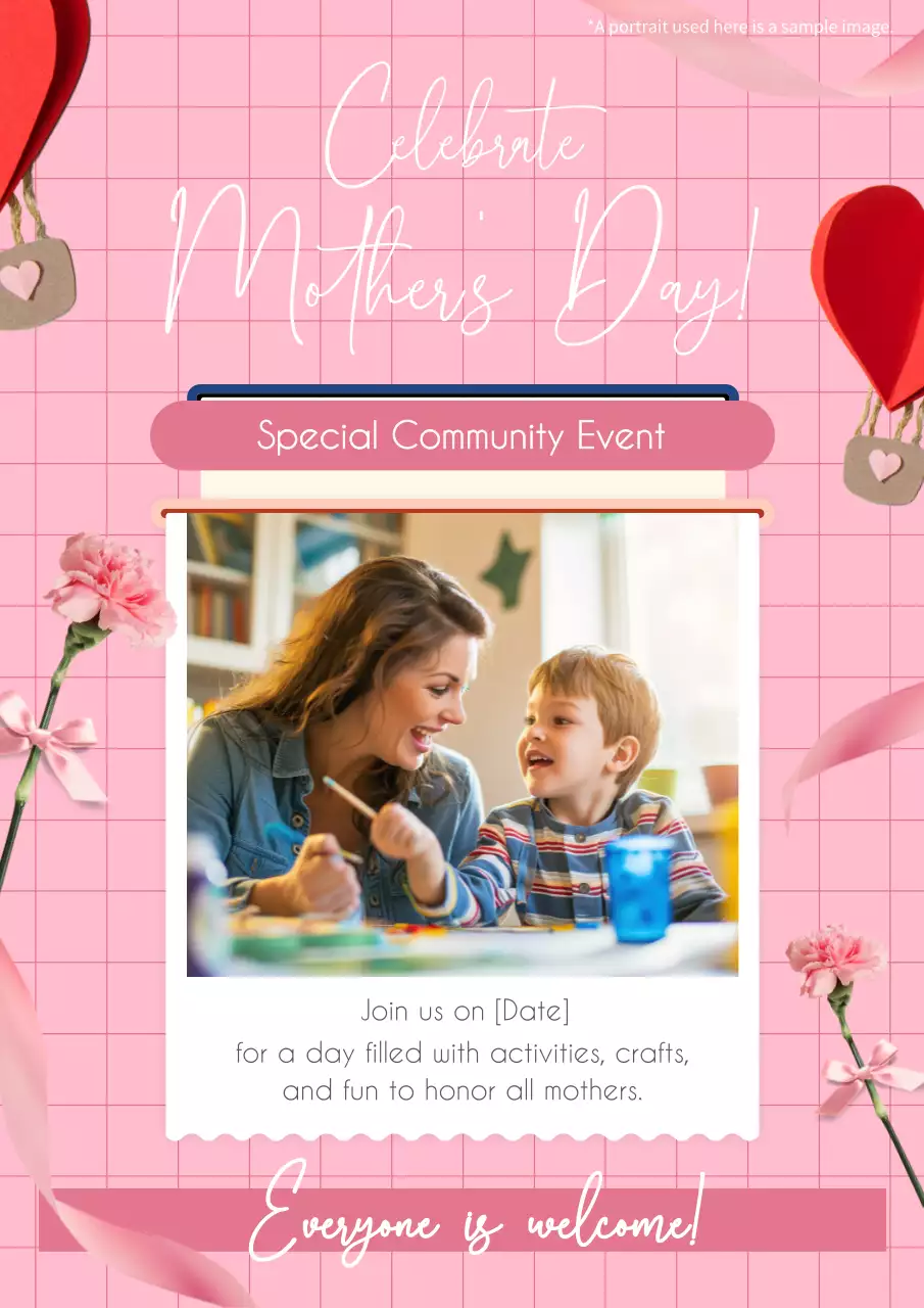 Pink Modern Mother's Day Event Poster