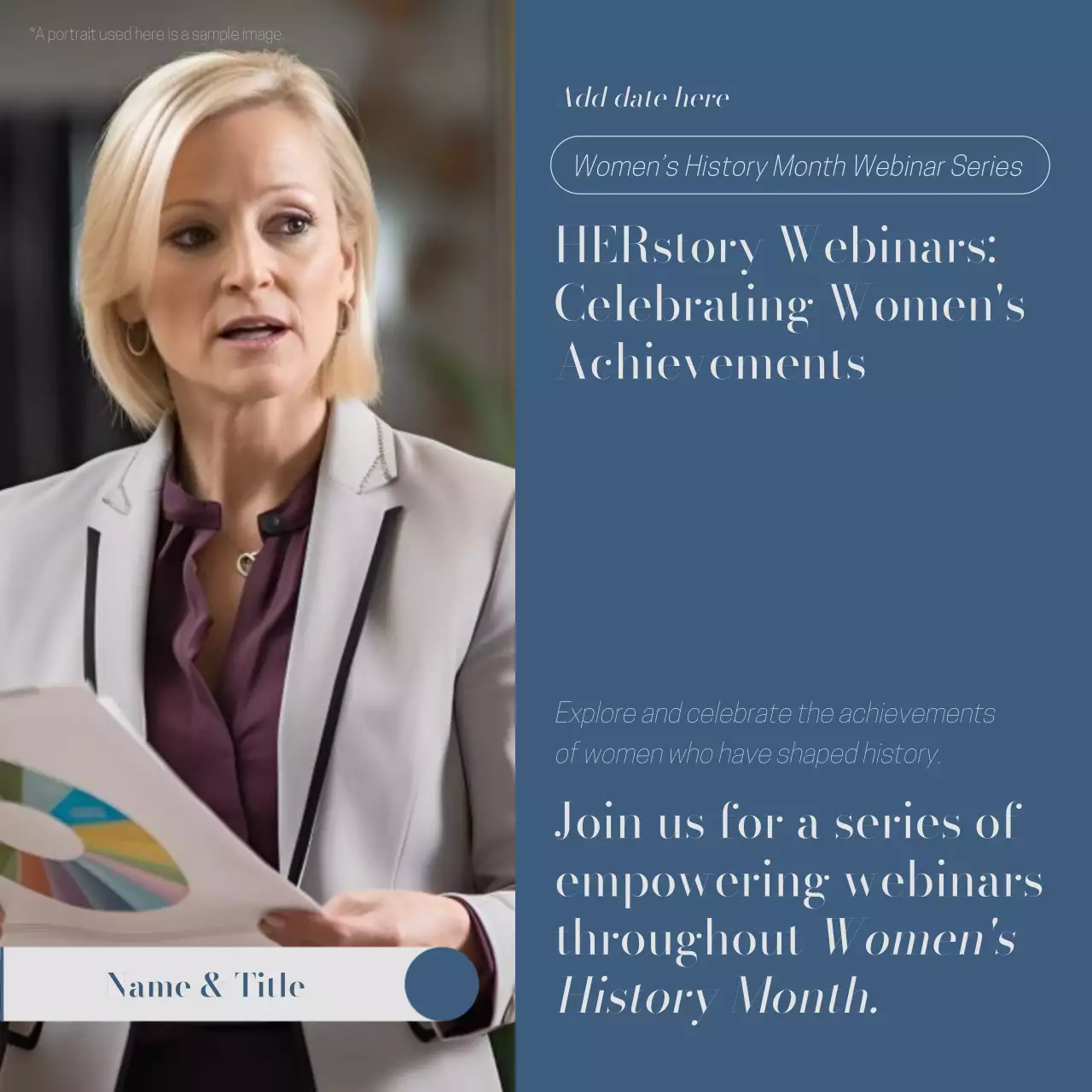 Blue and White Simple Women's Day Seminar Publicity