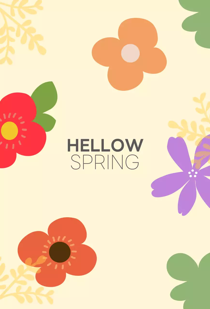노랑의 따뜻한 일러스트 느낌의 봄을 표현한 꽃 그림 카드