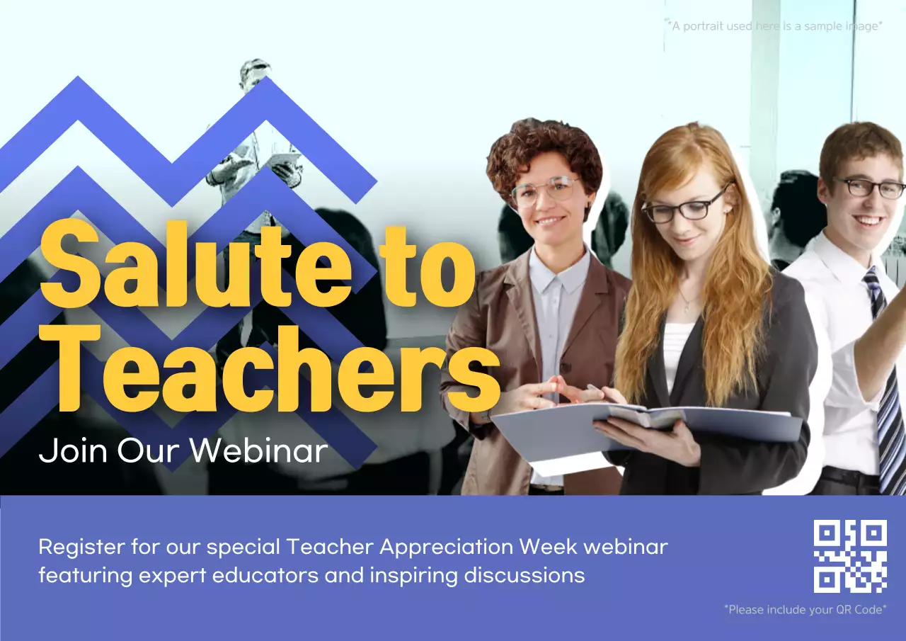 Purple and Yellow Geometrical Teachers' Day Webinar Advertisement