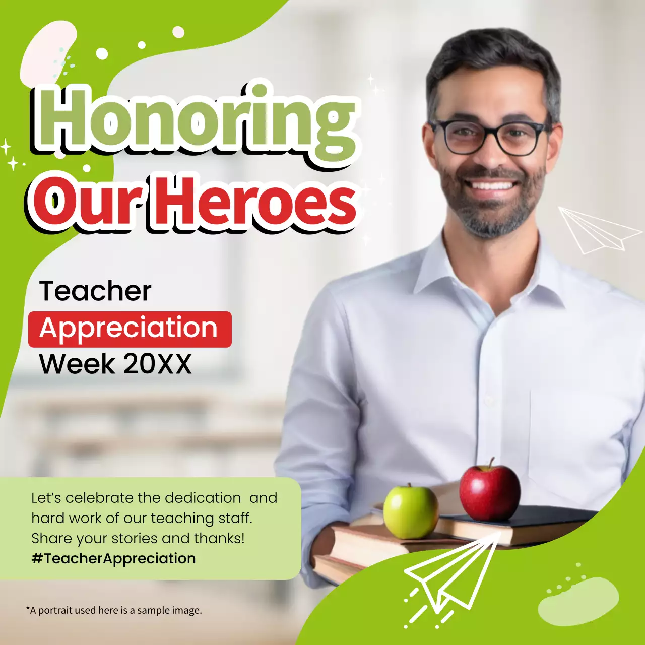 Green Modern Teacher Announcement Social Media Post
