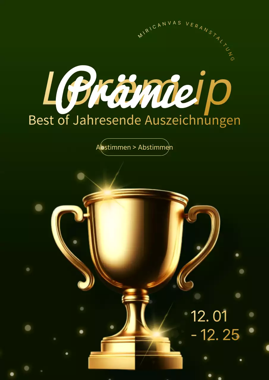 Eine luxuriöse Best-of-Award-Werbung zum Jahresende in Khaki und Gold