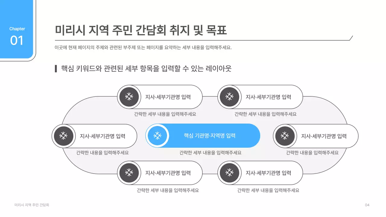 흰색과 하늘색의 심플한 간담회 발표자료