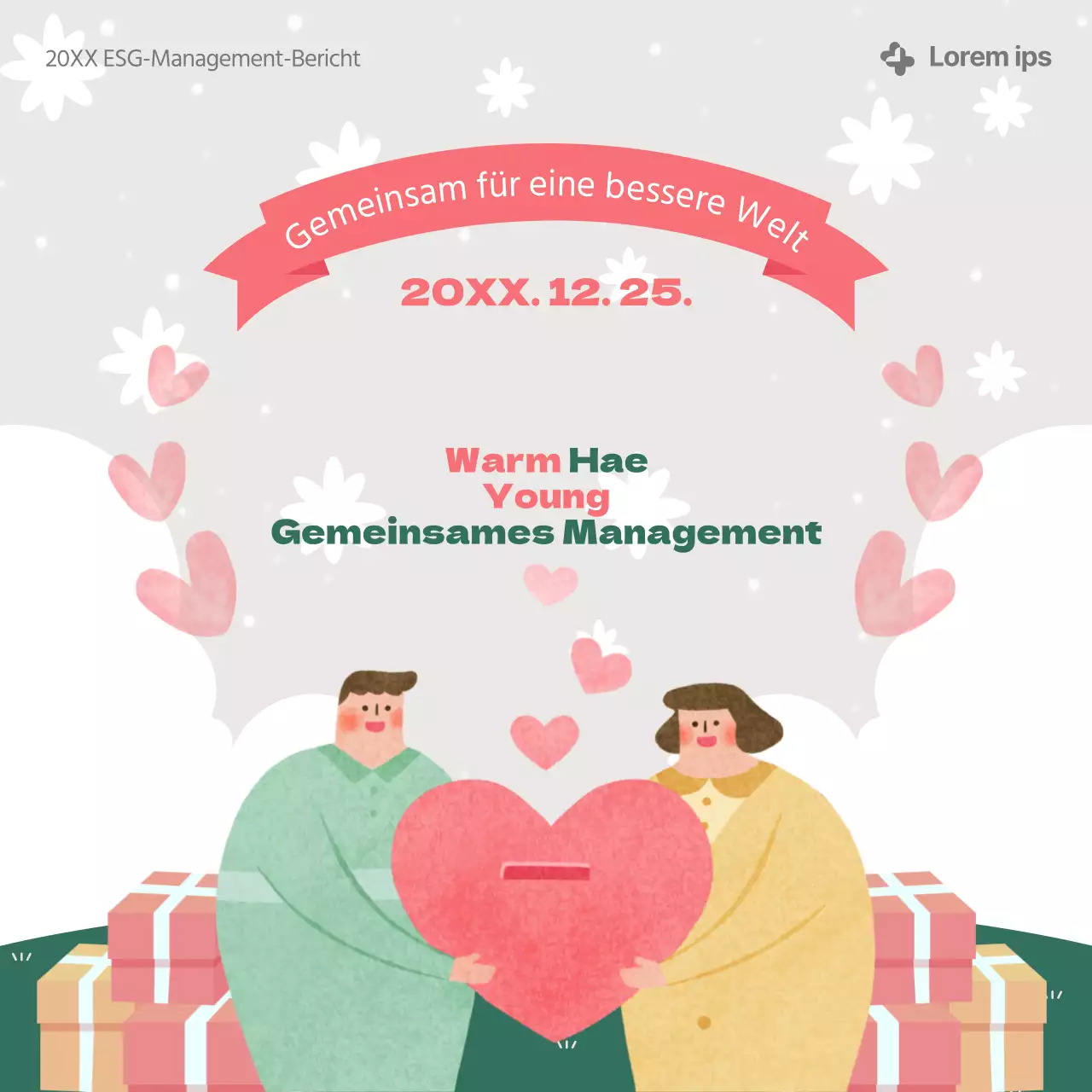 Eine hübsche grün-rosa ESG-Management-Berichterstattung