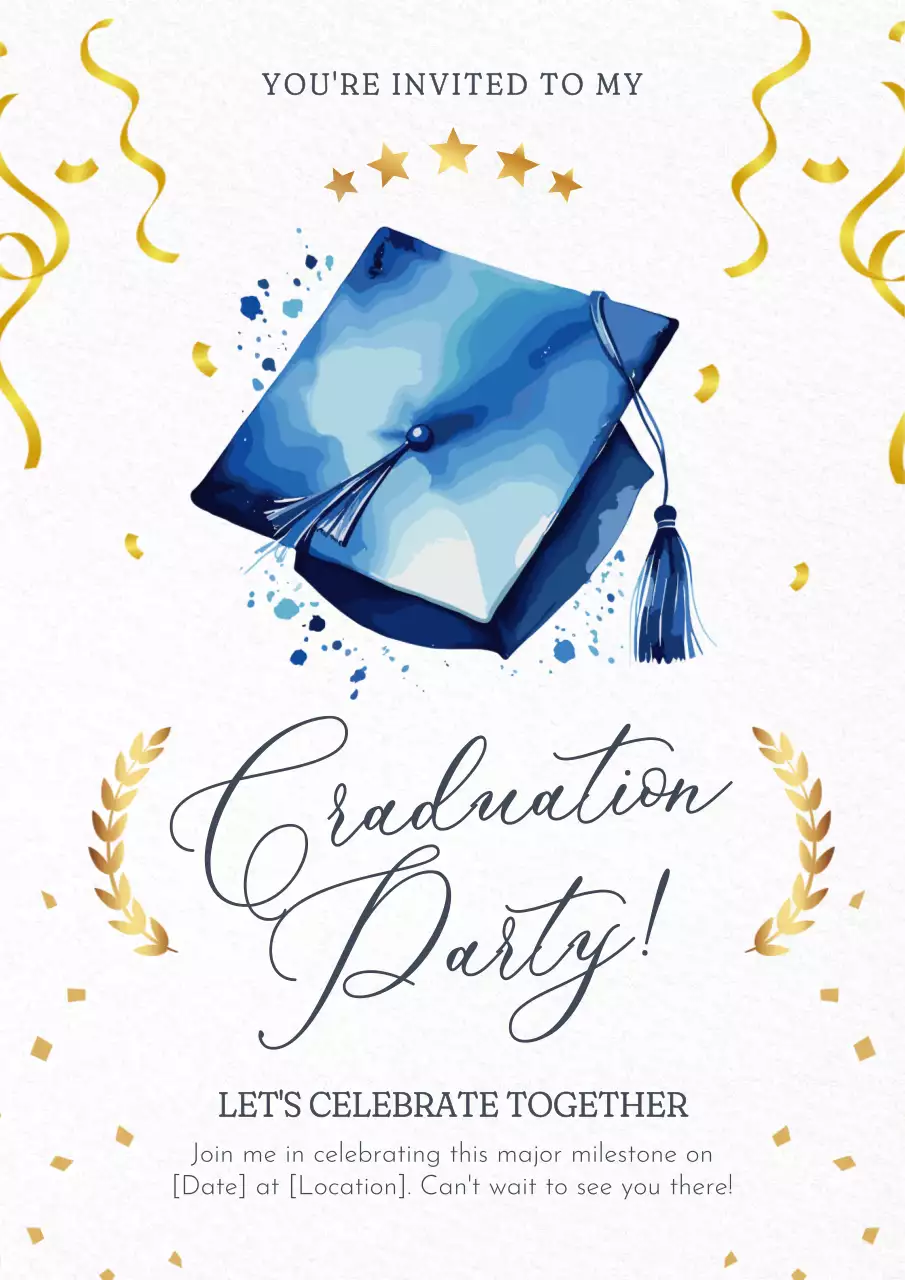 Blue Elegant Graduation Invitation Poster