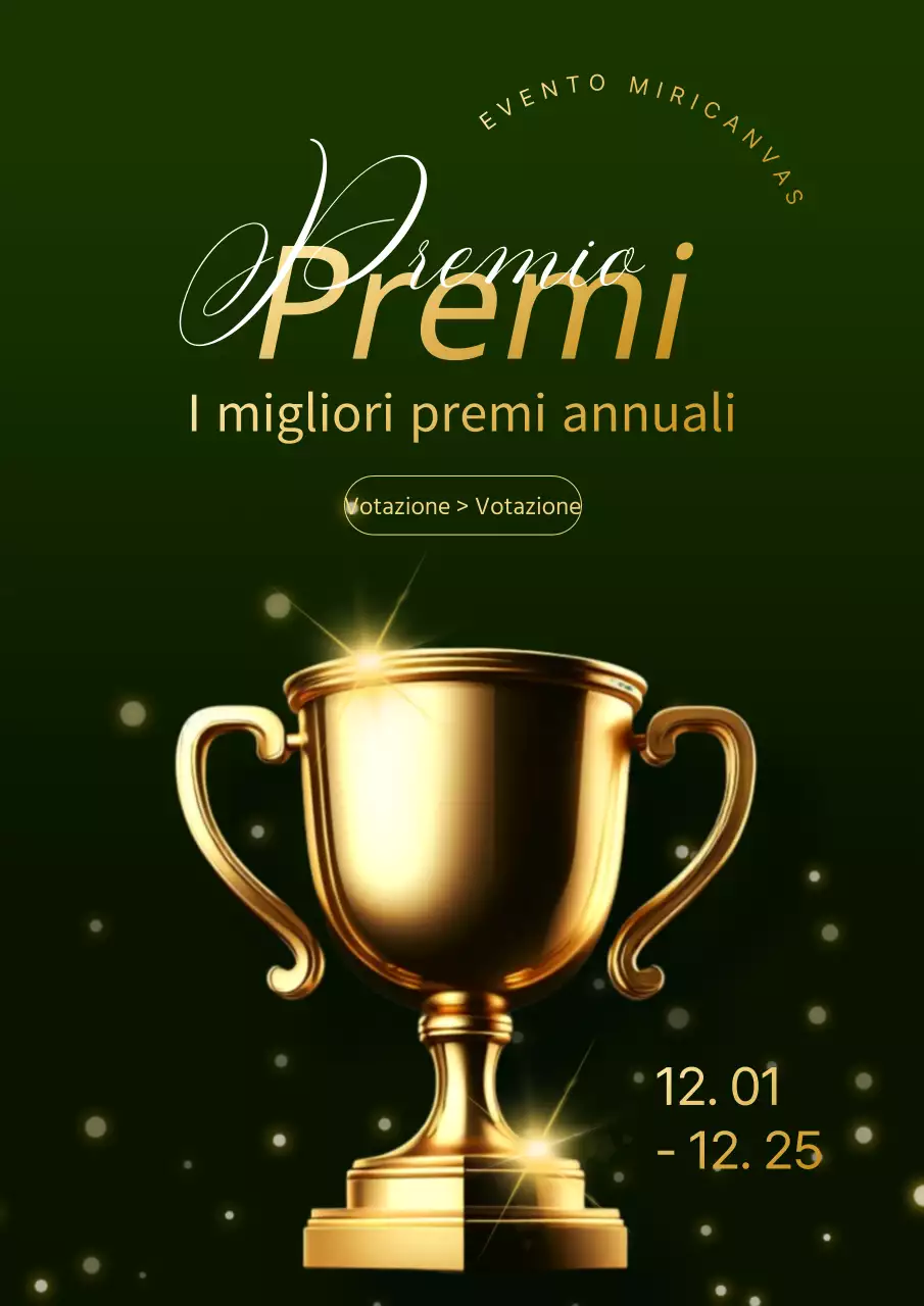 Una lussuosa pubblicità per l'evento best of awards di fine anno in kaki e oro