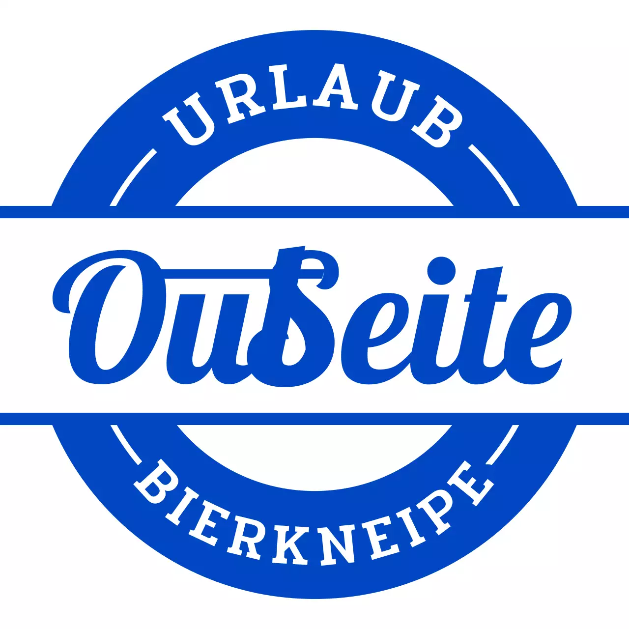 Schaufensterschild einer Brauerei im Retro-Stil mit blauen Farbtönen