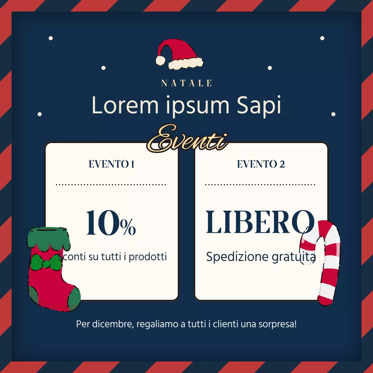 Promuovere un evento natalizio in rosso e blu