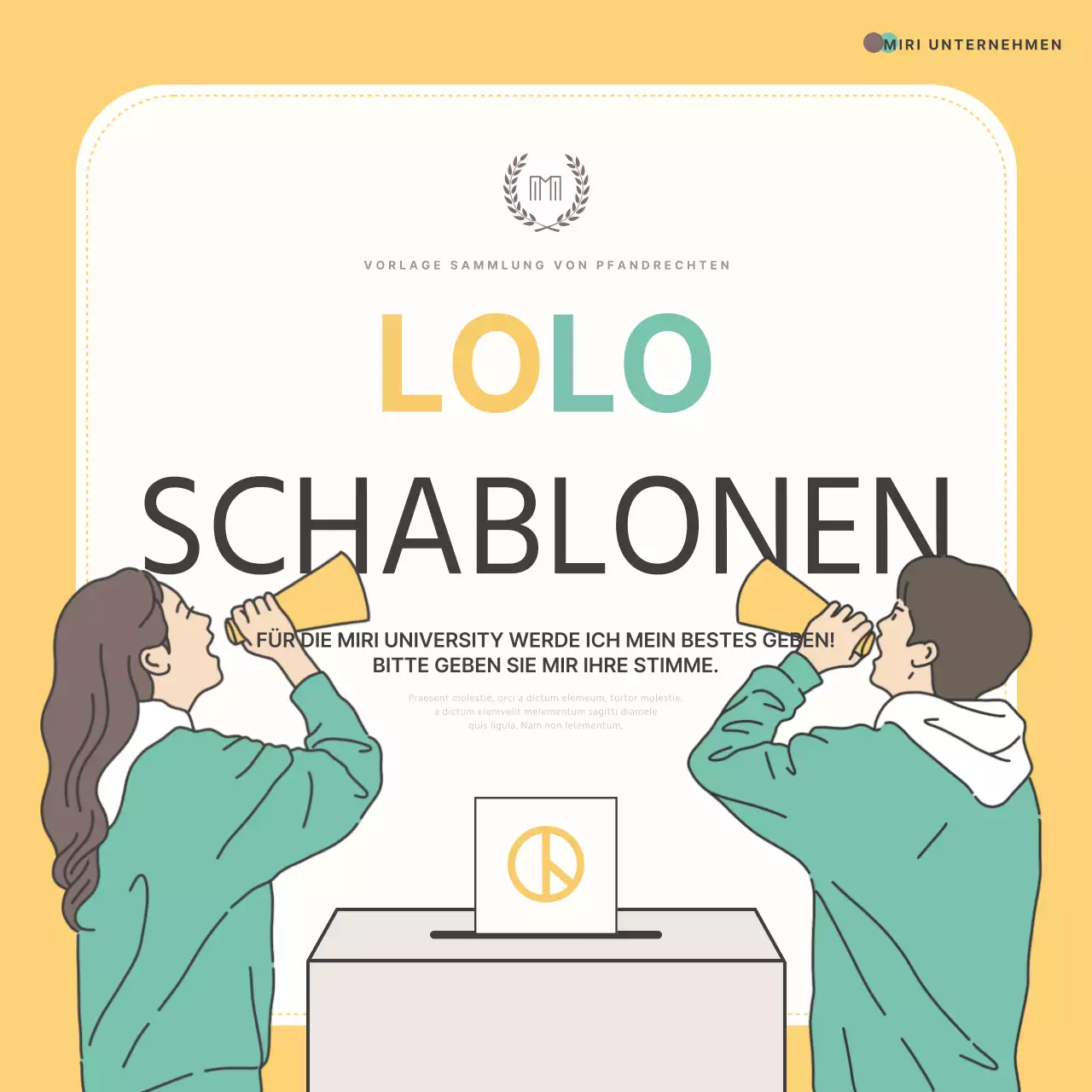 Förderung eines trendigen gelben und mintfarbenen Gelöbnisses der Studentenschaft