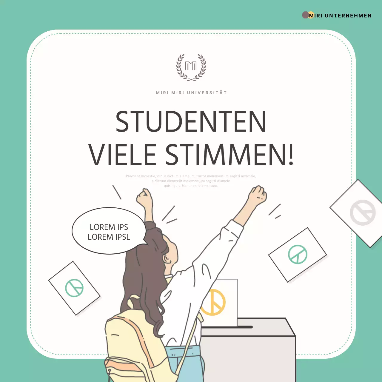 Förderung eines trendigen gelben und mintfarbenen Gelöbnisses der Studentenschaft