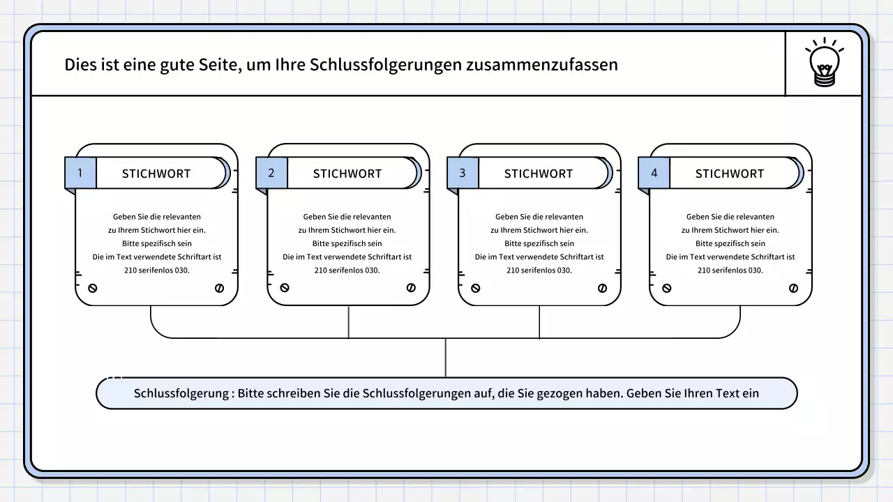 Ein einfacher, hellblauer zusammenfassender Bericht