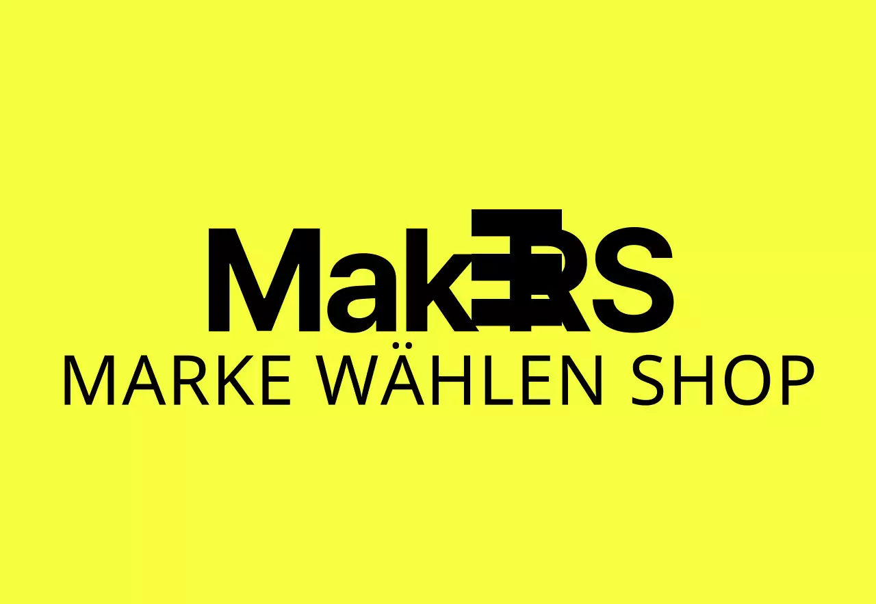 Ein einfaches, schnörkelloses Schild für einen Redaktionsladen mit Markenzeichen