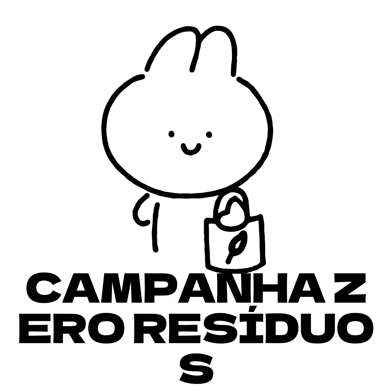 Uma campanha de desperdício zero com uma ilustração de um coelhinho muito giro desenhado à mão
