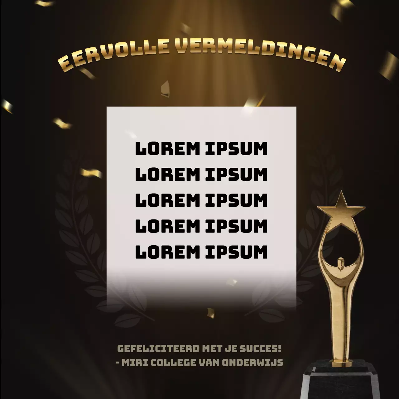 Een gouden en luxueuze school promoten voor succesvolle sollicitanten