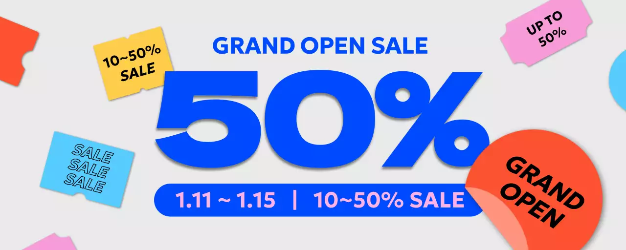 파랑색 글씨의 세일 안내