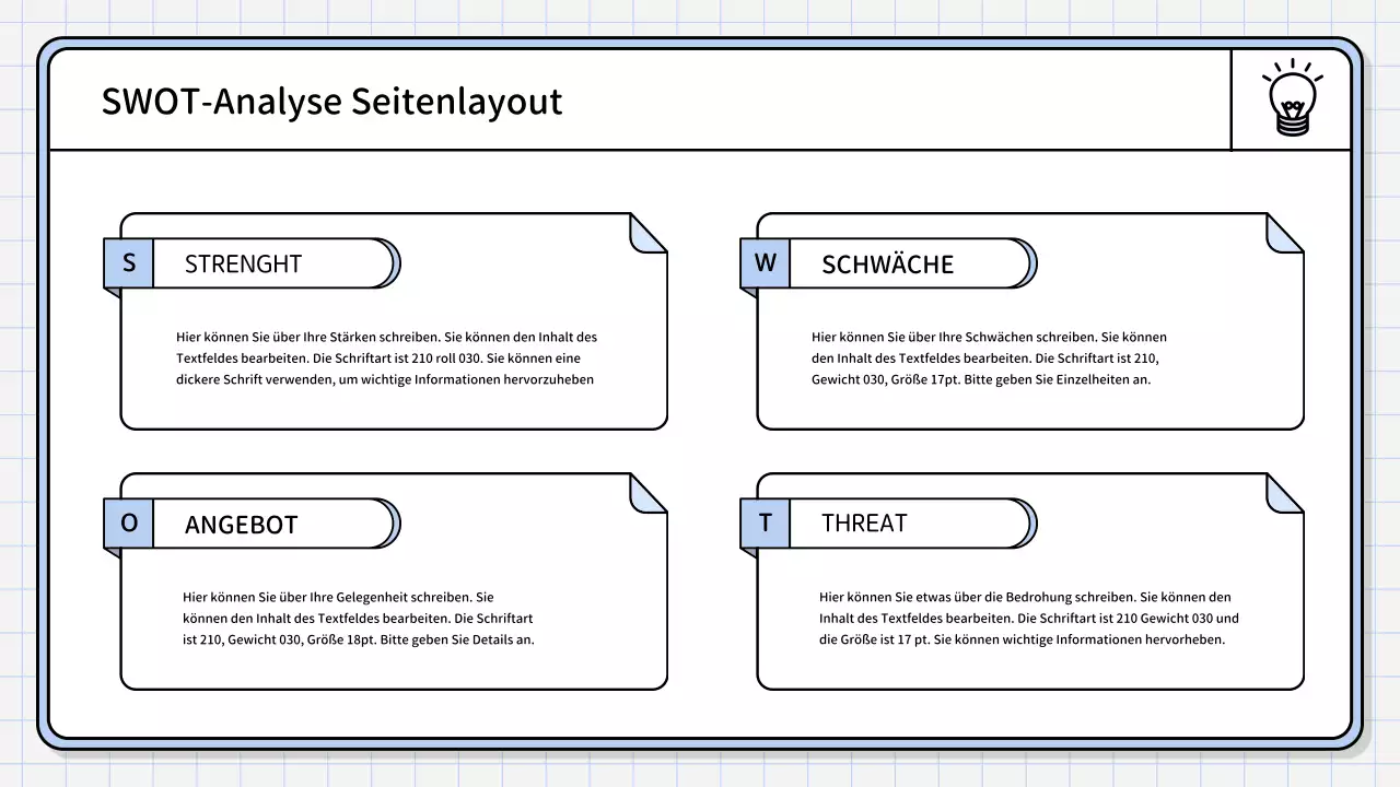 Ein einfacher, hellblauer zusammenfassender Bericht