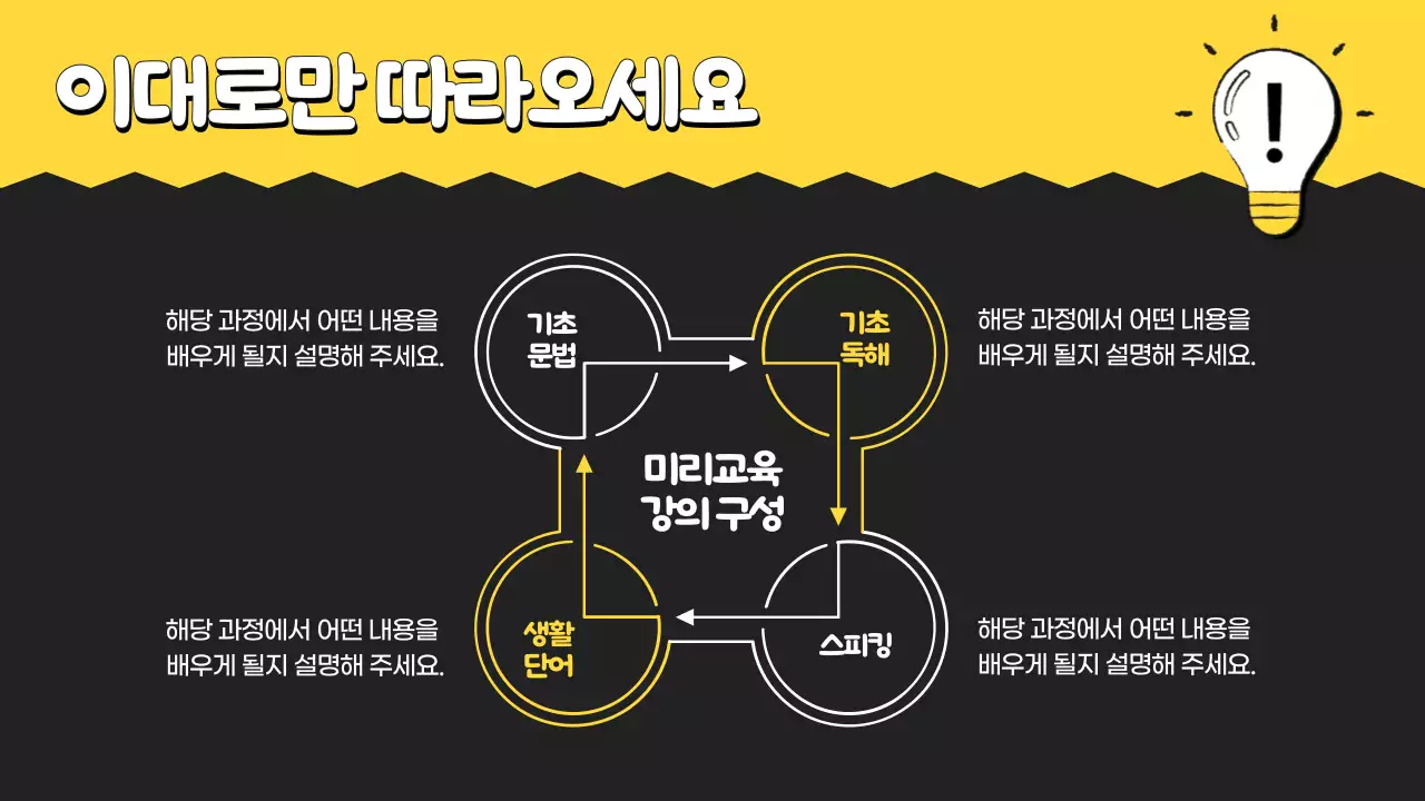 노랑의 아기자기한 학원 학습 안내서