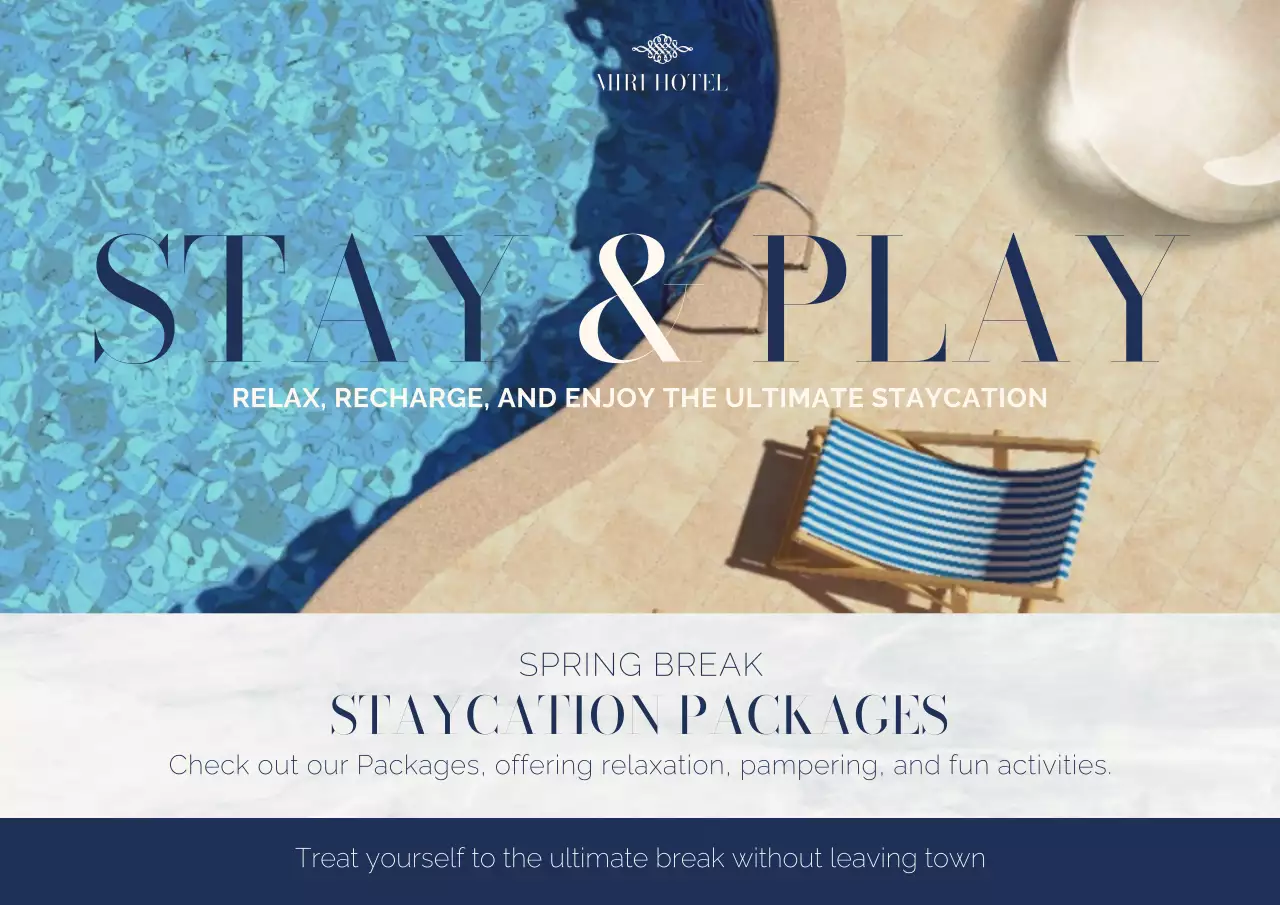 Blue and White Elegant Spring Break Vacation Packages Advertisement