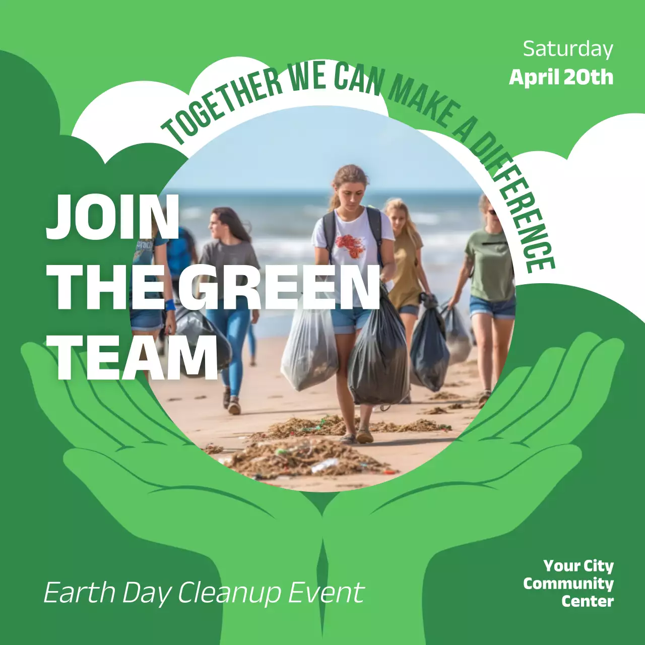Green Clean Earth Day Event Social Media Post