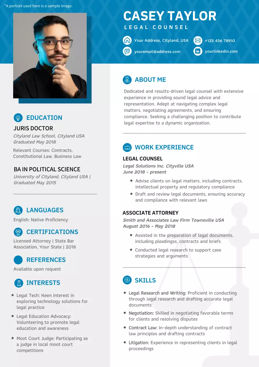 Blue Professional Legal Resume