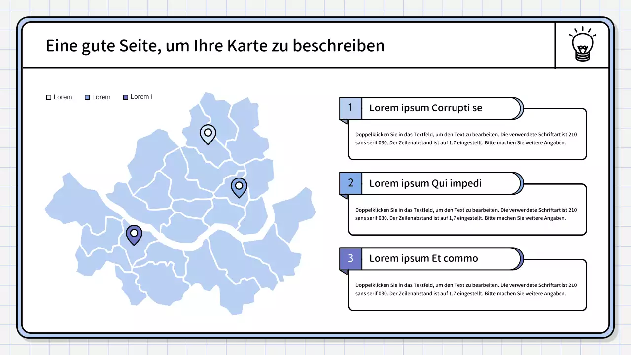 Ein einfacher, hellblauer zusammenfassender Bericht