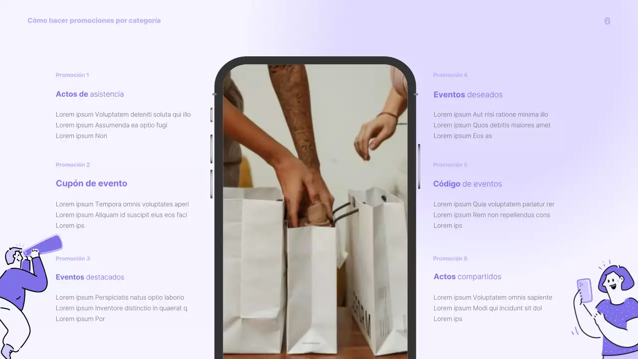 Un sencillo folleto promocional morado y gris