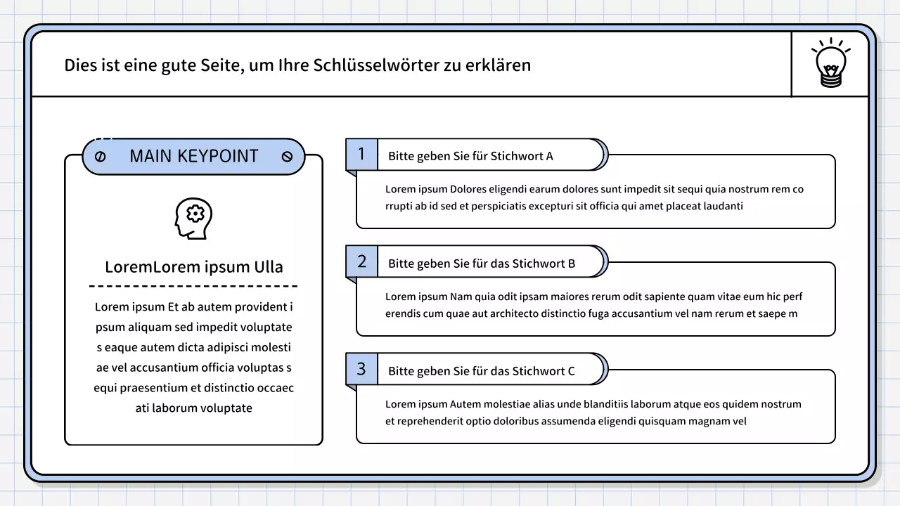 Ein einfacher, hellblauer zusammenfassender Bericht