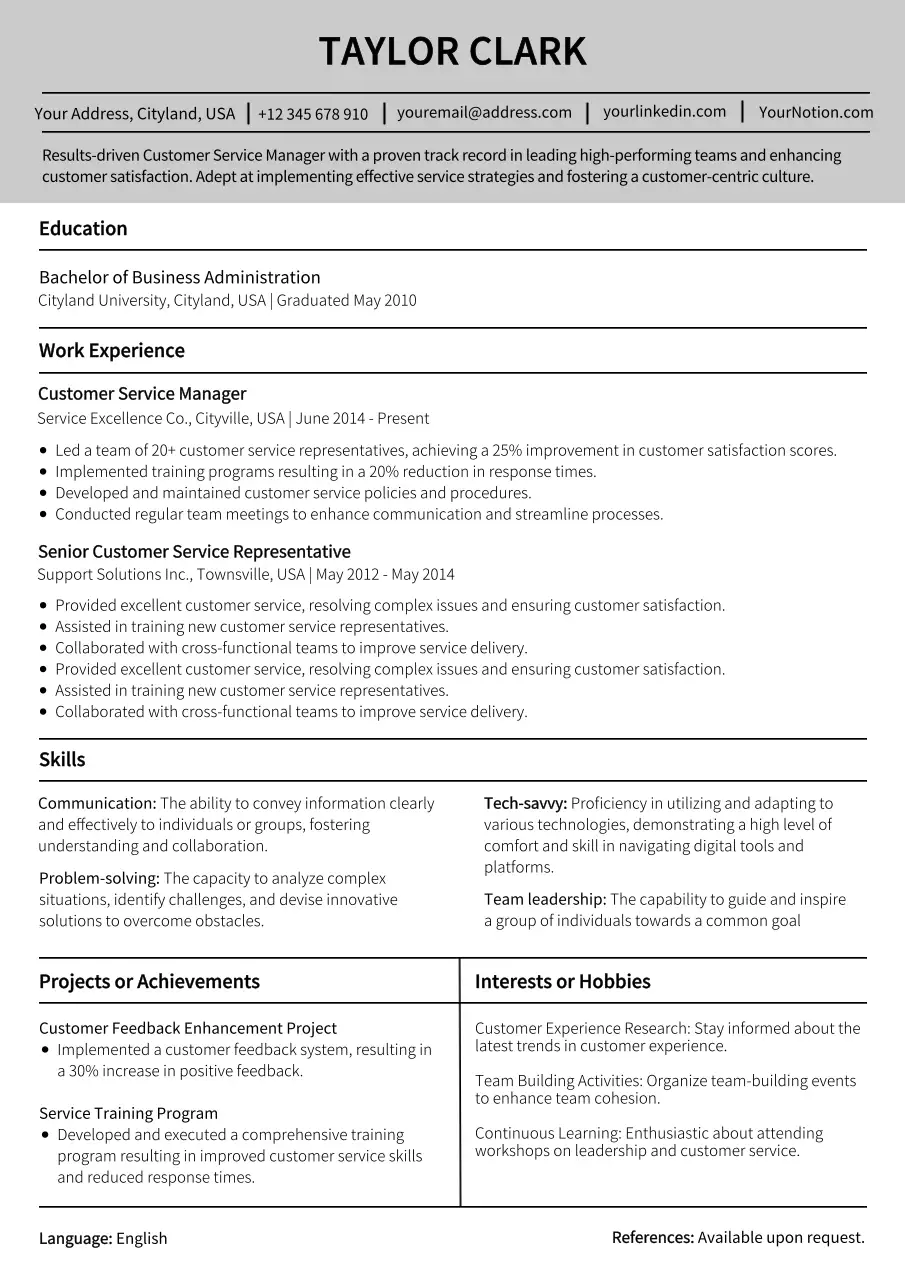 Grey Professional Resume Document