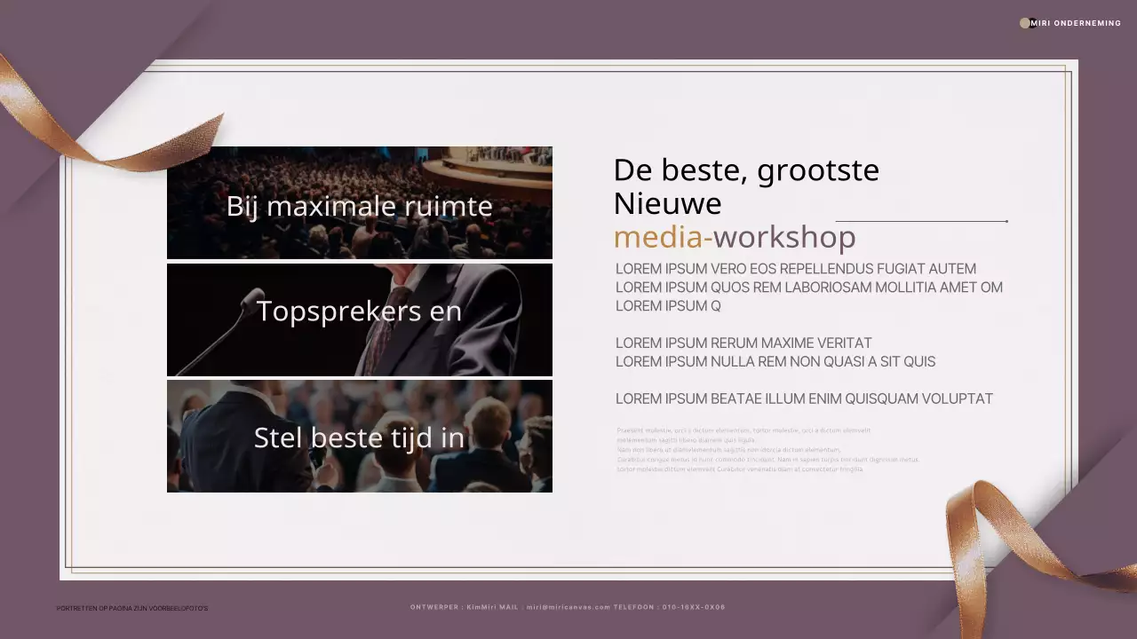 Een luxe uitnodigingsvoorstel voor een evenement in paars en goud