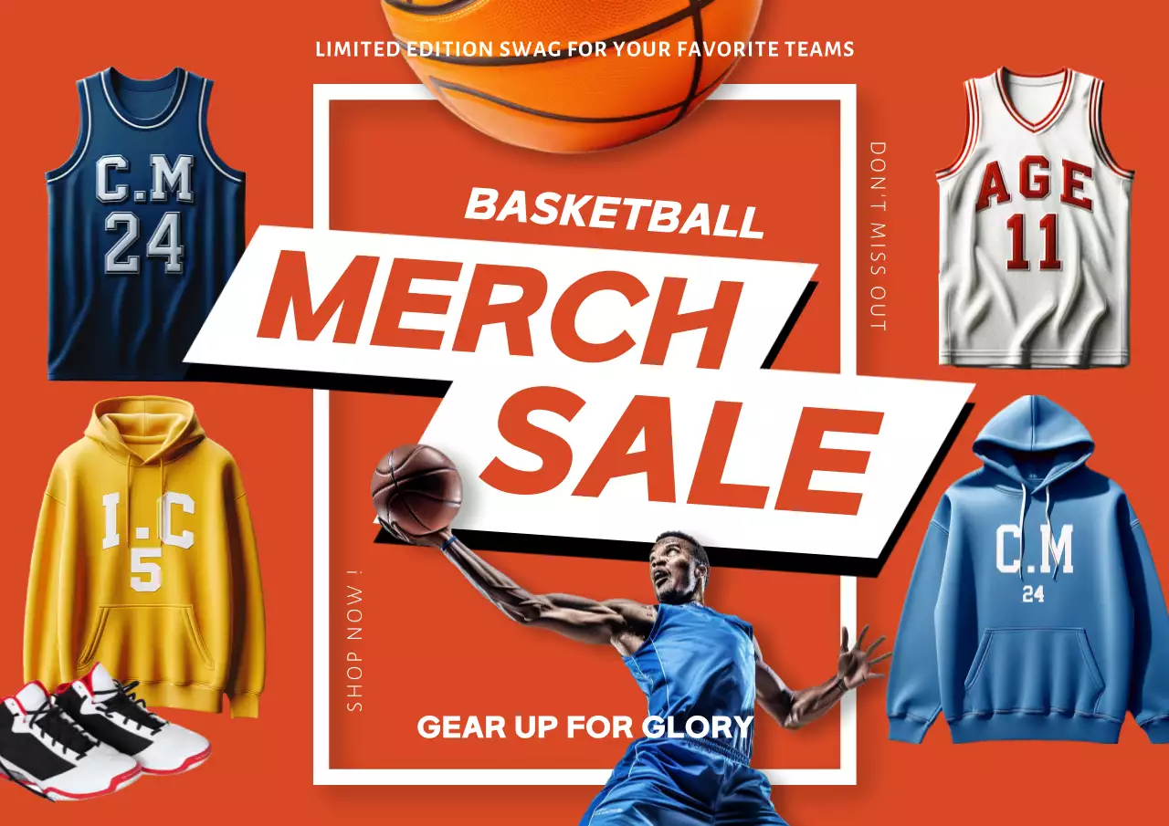 Orange Trendy Basketball Promotion Poster