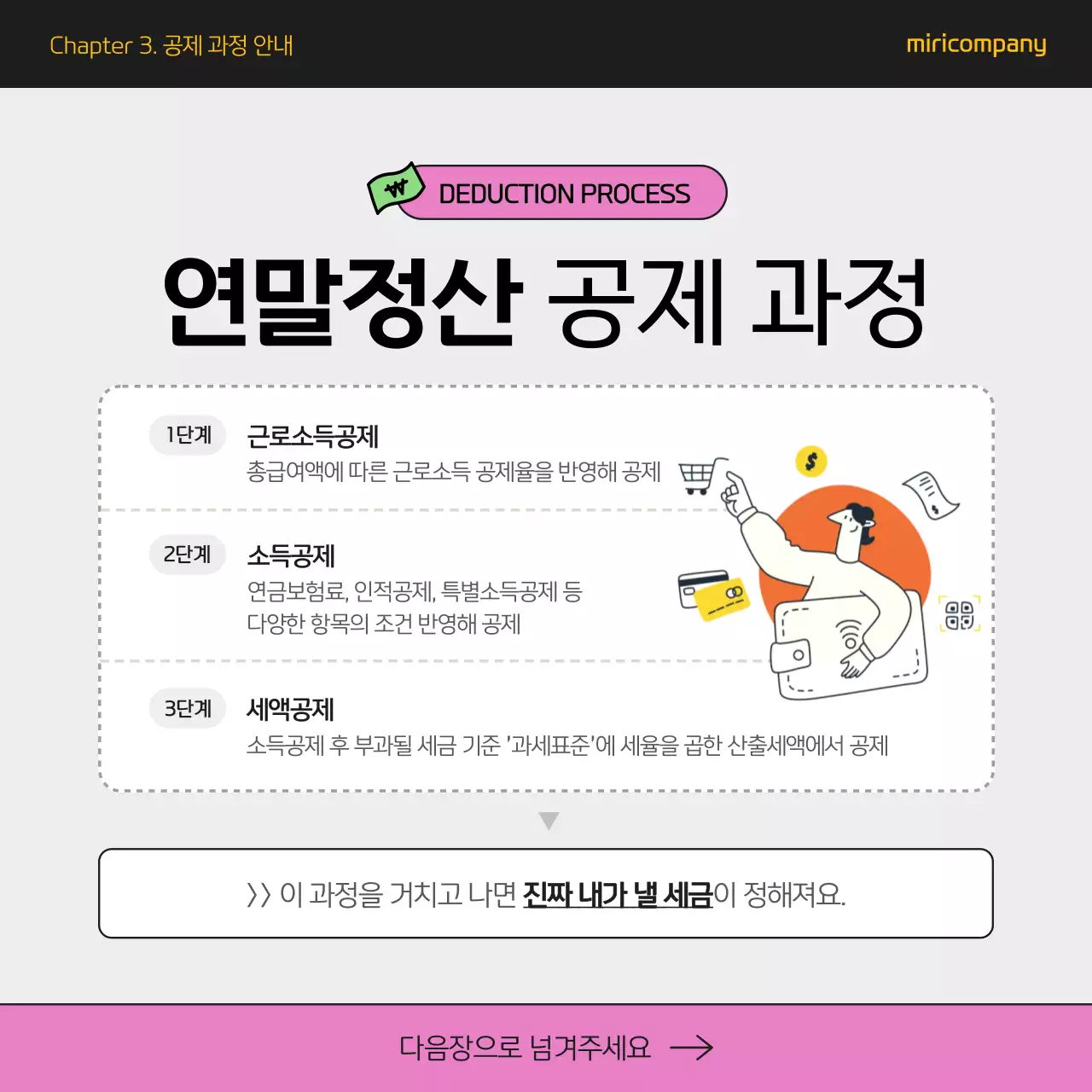 핑크와 회색의 키치한 연말정산 정보