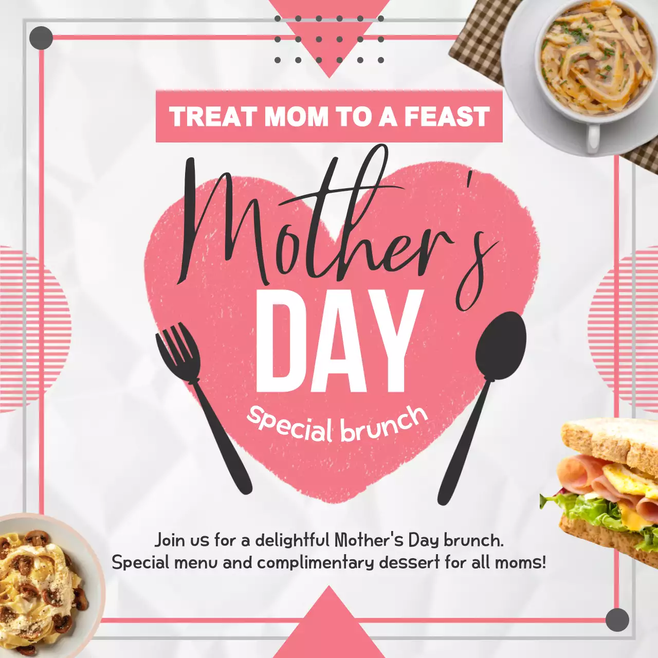 Pink Trendy Brunch Promotion Social Media Post