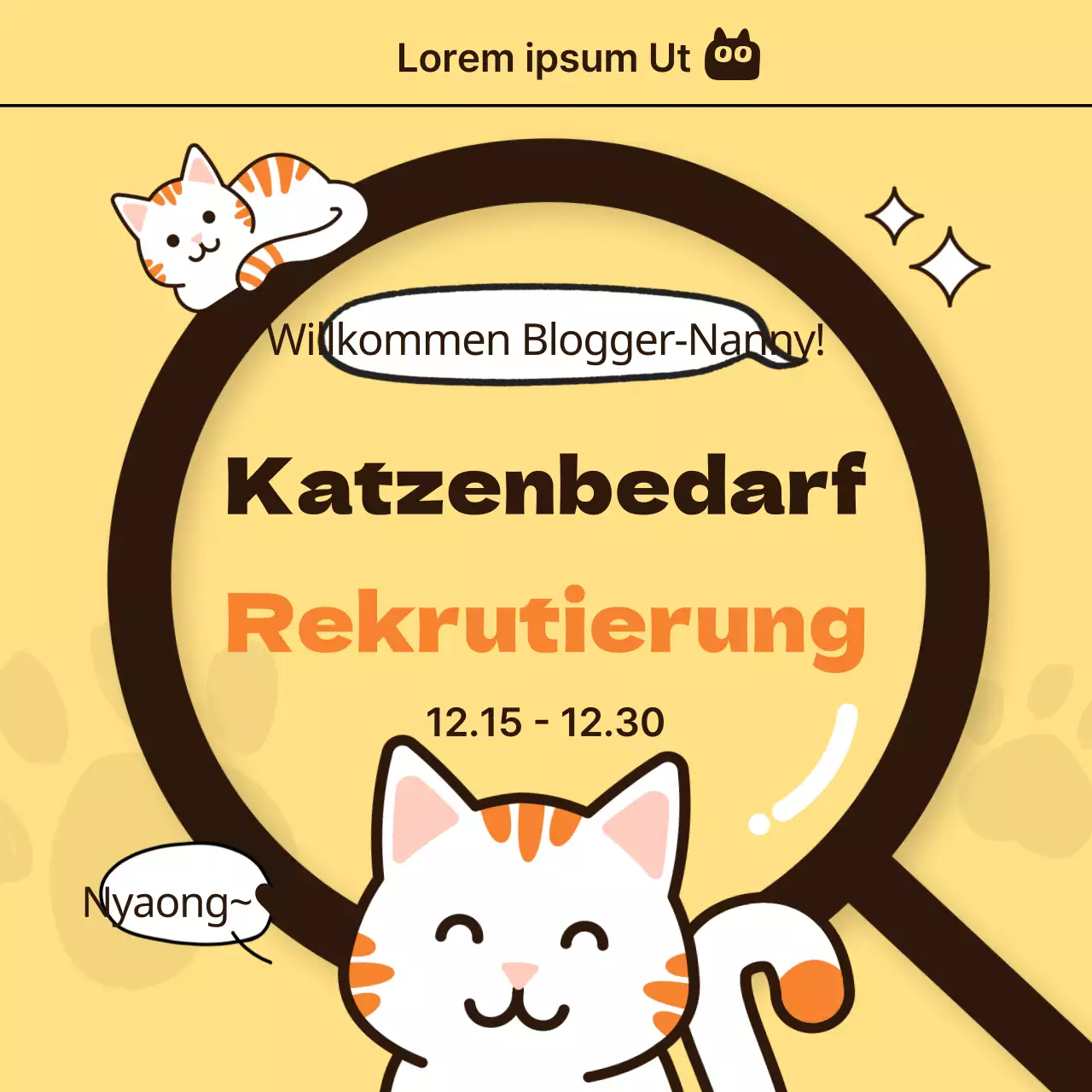 Eine minimalistische gelb-orangefarbene Rekrutierungsanzeige für Probanden