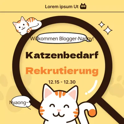 Eine minimalistische gelb-orangefarbene Rekrutierungsanzeige für Probanden