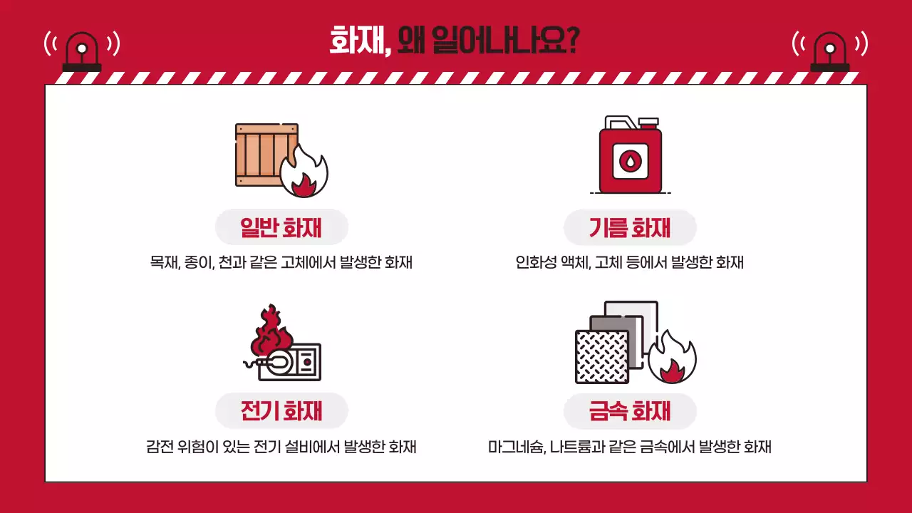 빨강 흰색의 심플한 필수 소방안전 교육자료