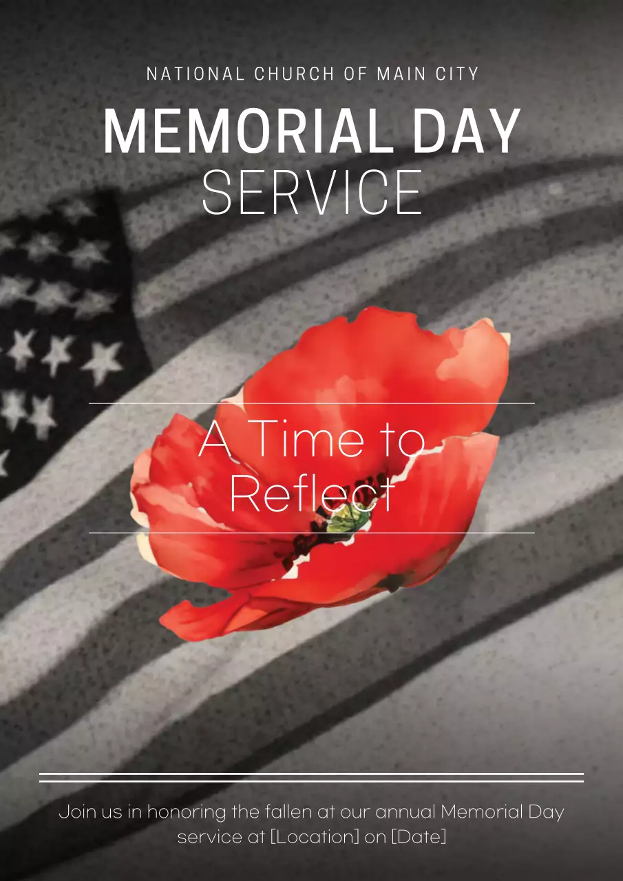Black and Red Vintage Memorial Day Service Invitation